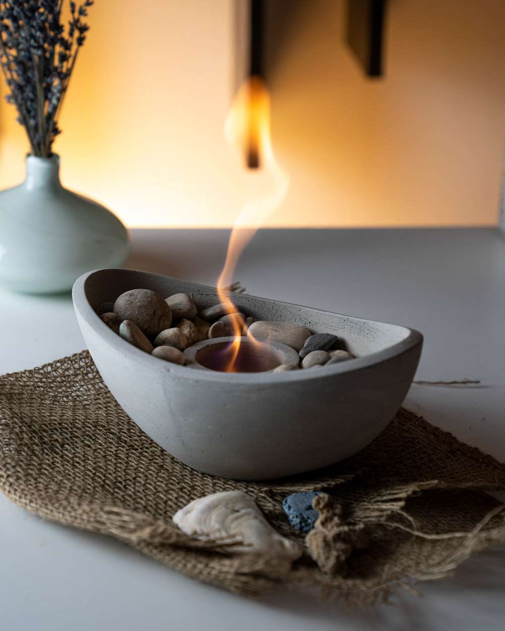 FYR Luxury - Hominova serisi - VASE Bioethanol Beton Masaüstü Şömine