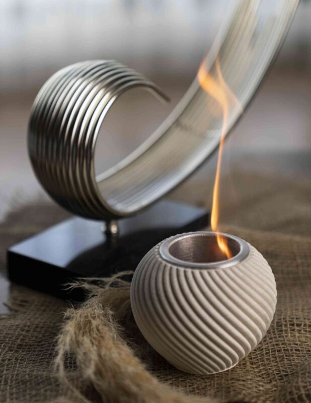 Vase mini beyaz - beton masaüstü şömine