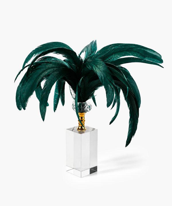PLUME Kare Kristal Tüy Obje – Yeşil – Dekoratif Objeler | FYR Luxury