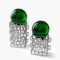 PRİZMA Kristal Küp Obje – Gümüş-Yeşil – Dekoratif Objeler | FYR Luxury